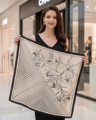 70x70 Bandana Seidentuch weiß schwarz klassisch Stil K44