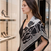 70x70 Bandana Seidentuch weiß schwarz klassisch Stil K47