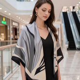 90x90 Seidentuch grau schwarz beige klassischer Stil K49