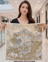 70x70 Bandana Seidentuch beige gold klassisch Stil K52