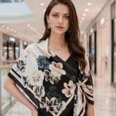 70x70 Bandana Seidentuch beige schwarz klassisch Stil K54