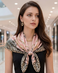 90x90 Seidentuch rosa Leopard klassisch Stil K57
