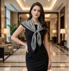 90x90 Seidentuch beige bunt Korean Stil K6