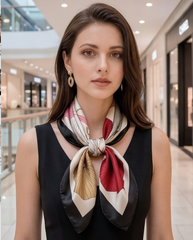 90x90 Bandana Seidentuch bunt Rosen klassisch Stil K63