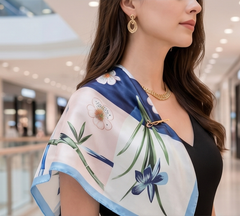 90x90 Bandana Seidentuch blau bunt klassisch Stil K69