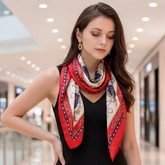 90x90 Seidentuch rot weiß classic Stil K7