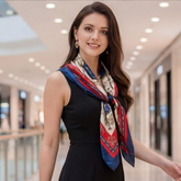 90x90 Seidentuch blau weiß klassisch Stil K8