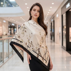 130x130 Seidentuchg groß quadratisch Weiß Asian Korean Stil L2
