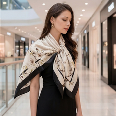 130x130 Seidentuchg groß quadratisch Weiß Asian Korean Stil L2