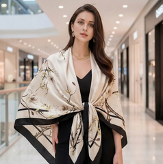 130x130 Seidentuchg groß quadratisch Weiß Asian Korean Stil L2