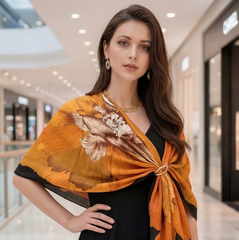 130x130 Seidentuchg groß quadratisch Orange Asian Korean Stil L3