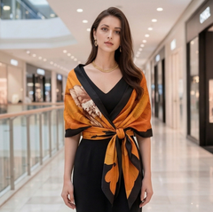 130x130 Seidentuchg groß quadratisch Orange Asian Korean Stil L3