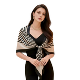 180x90 Beige Schwarz Klassisch Viskose Schal Wolle N163