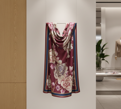 180x90 Seidenschal 180x90 Lila Rosen Asian Style N298b