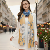 180x90 Seidenschal 180x90 gelb blau Asian Style N323