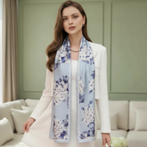 180x90 Seidenschal 180x90 blau weiss klassisch N334