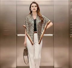 90x90 Seidentuch braun Leopard klassisch N65