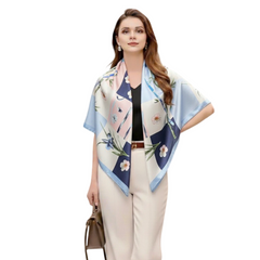 90x90 Seidentuch blau weiss klassisch N10