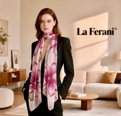 180x90 Seidenschal Rosa Blumen Muster N150