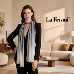 180x90 Seidenschal grau weiß N153