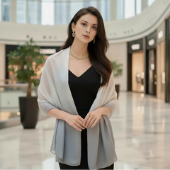 180x90 Seidenschal grau weiß N153