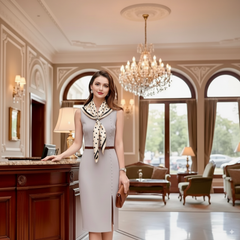 90x90 Seidentuch beige schwarz Punkte N219