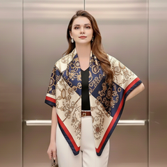 90x90 Seidentuch blau weiß rot N23