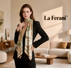 180x90 Seidenschal beige Blätter Motiv N322