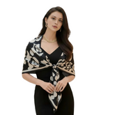 180x90 Seidenschal weiß schwarz klassisch N336