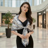 180x90 Silk Scarf business Style black beige Stole Shawl Foulard N347