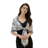 180x90 Silk Scarf business Style black beige Stole Shawl Foulard N347