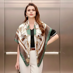 90x90 Seidentuch grün weiß klassisch N54