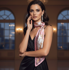 90x90 Seidentuch Rosa weiß klassisch N54