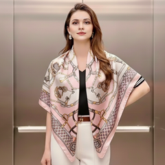 90x90 Seidentuch Rosa weiß klassisch N54