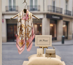 90x90 Seidentuch Rosa weiß klassisch N54