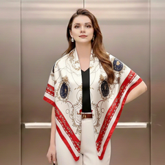 90x90 Seidentuch 90x90 weiss rot klassisch N5