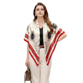 90x90 Seidentuch 90x90 weiss rot klassisch N5