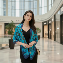 180x90 Seidenschal Van Gogh Blau klassisch Stil