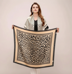 70x70 Leopard Braun Seidentuch Bandana NN12