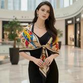 180x90 bunt Seideschal Papagei Gelb LA