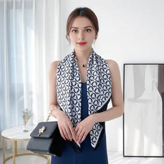 90x90 Seidentuch weiss schwarz klassisch W2