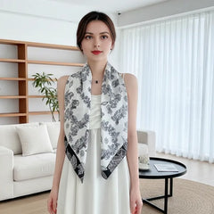 90x90 Seidentuch weiss schwarz klassisch W3