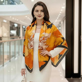 110x110 Seidentuch Seidenschal Orange gelb Asian Stil klassisch Y2