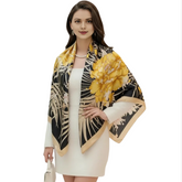 110x110 Seidentuch Seidenschal schwarz gelb Asian Stil klassisch Y3