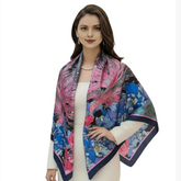 110x110 Seidentuch Seidenschal rosa blau Asian Stil klassisch Y6