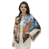 110x110 Seidentuch Seidenschal bunt schwarz blau Asian Stil klassisch Y7