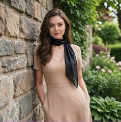 90x90 Seidentuch Uni Farbe Bandana Schwarz Weiß NB