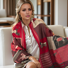 Cashmere Scarf 180x80 Red Horse Print Wool Shawl Wrap Stole Pashmina N100