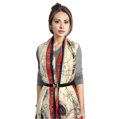 180x130 Silk Scarf White Vintage Classic Silk Shawl Stole Wrap Foulard N122