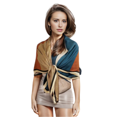 110x100 Silk Scarf colourful Beige Business Style Stole Summer Style Foulard Shawl N284